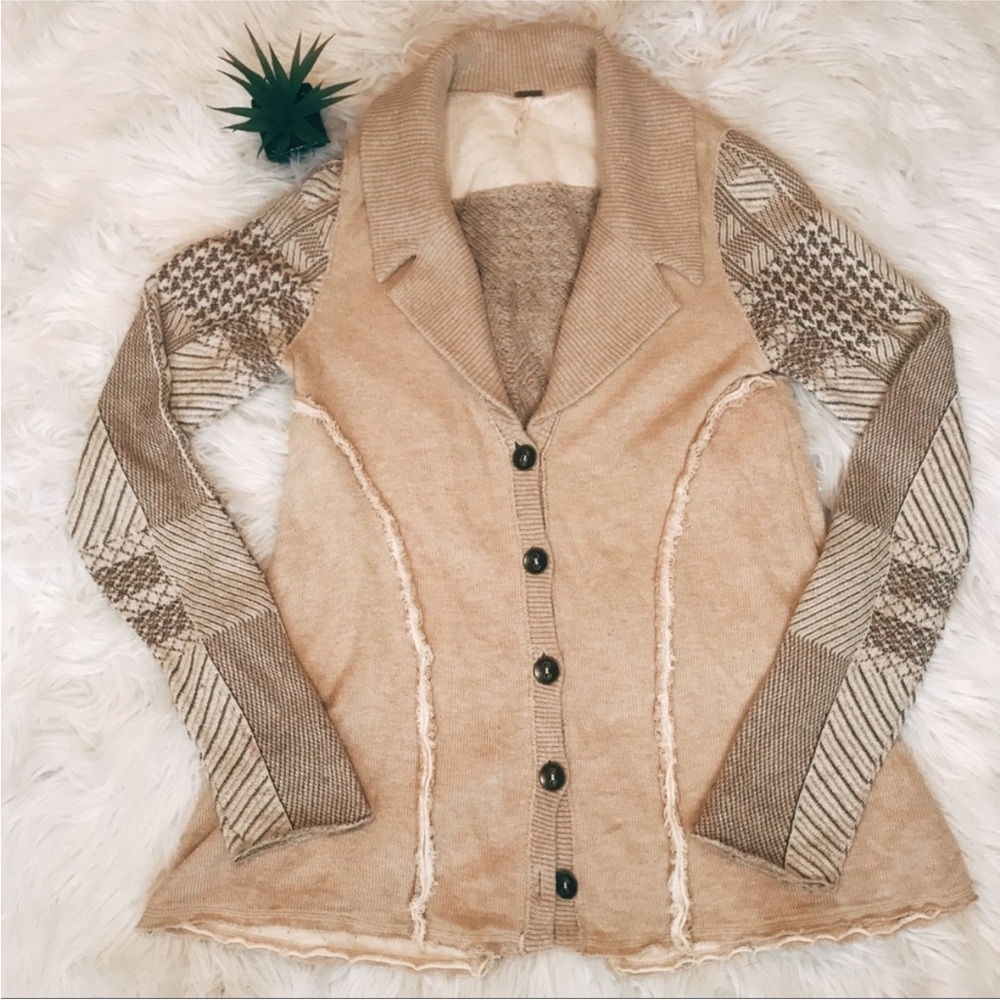 Cozy Knit Cardigan with Patterned Sleeves